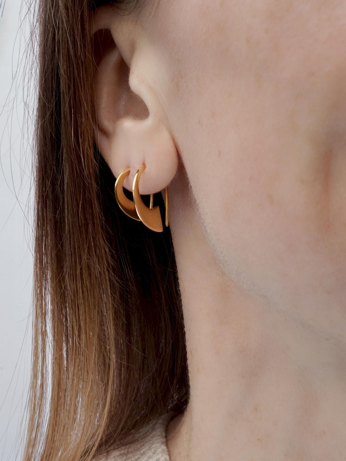 Arc Earrings – Minimalist Sterling Silver or 18K Gold Vermeil | Tiny Modern Hoop Earrings | Fine Jewelry for Everyday Wear (334, 335)