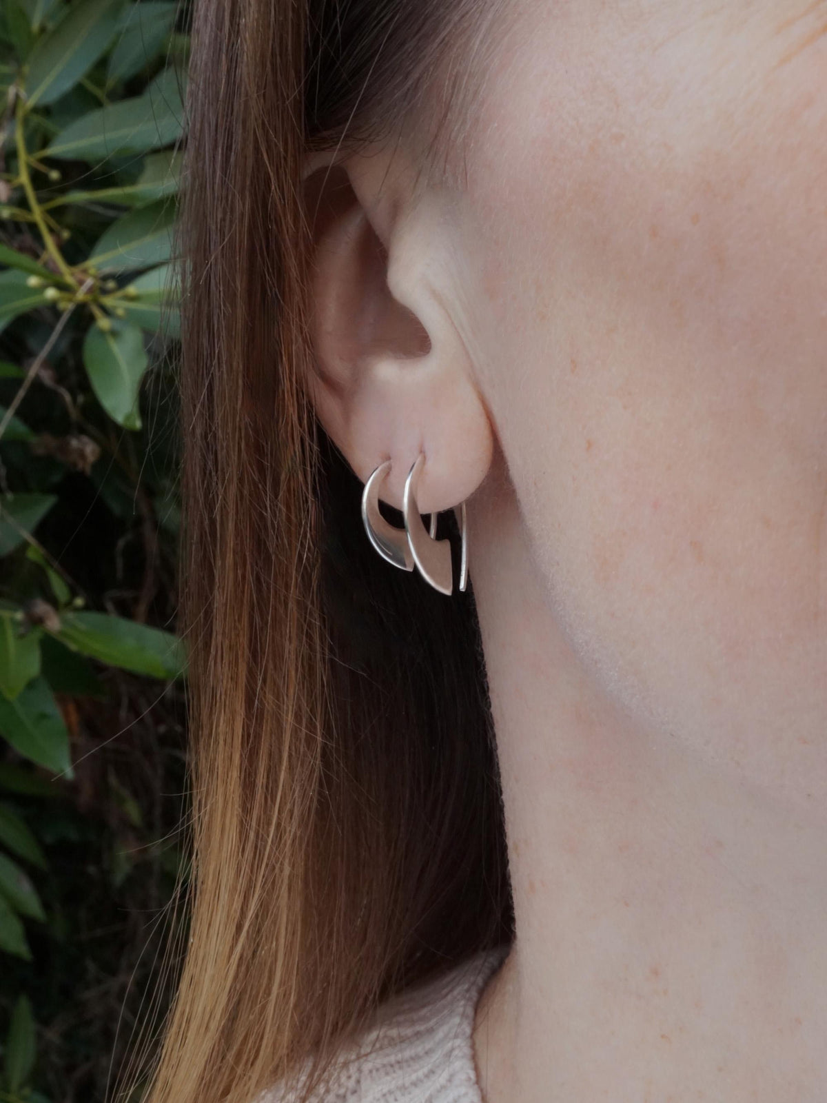 Arc Earrings – Minimalist Sterling Silver or 18K Gold Vermeil | Tiny Modern Hoop Earrings | Fine Jewelry for Everyday Wear (334, 335)