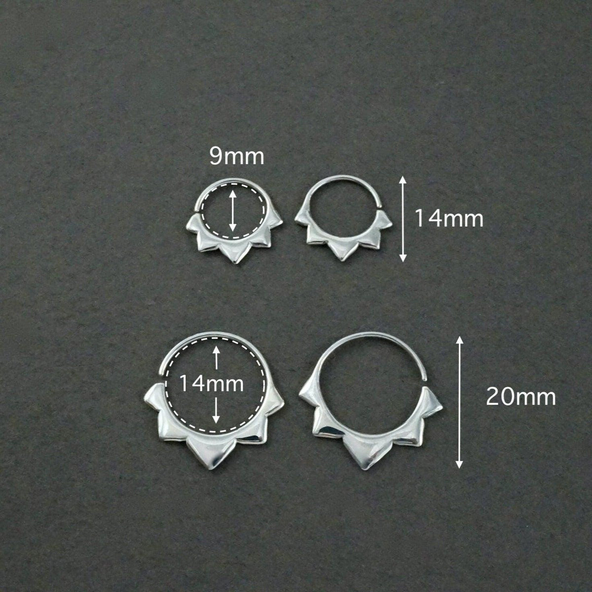 Gold Hoops 14mm - Flower petal Sleeper Earrings - Artisan Brass w/ Silver Hoops (276B)