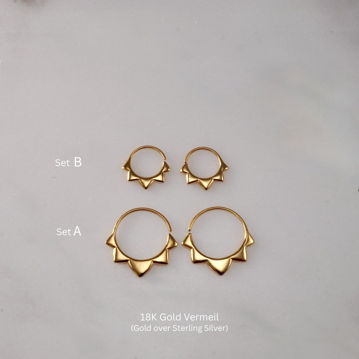 Tiny Sunflower Earrings • Sterling Silver Huggie Hoops (276 278)