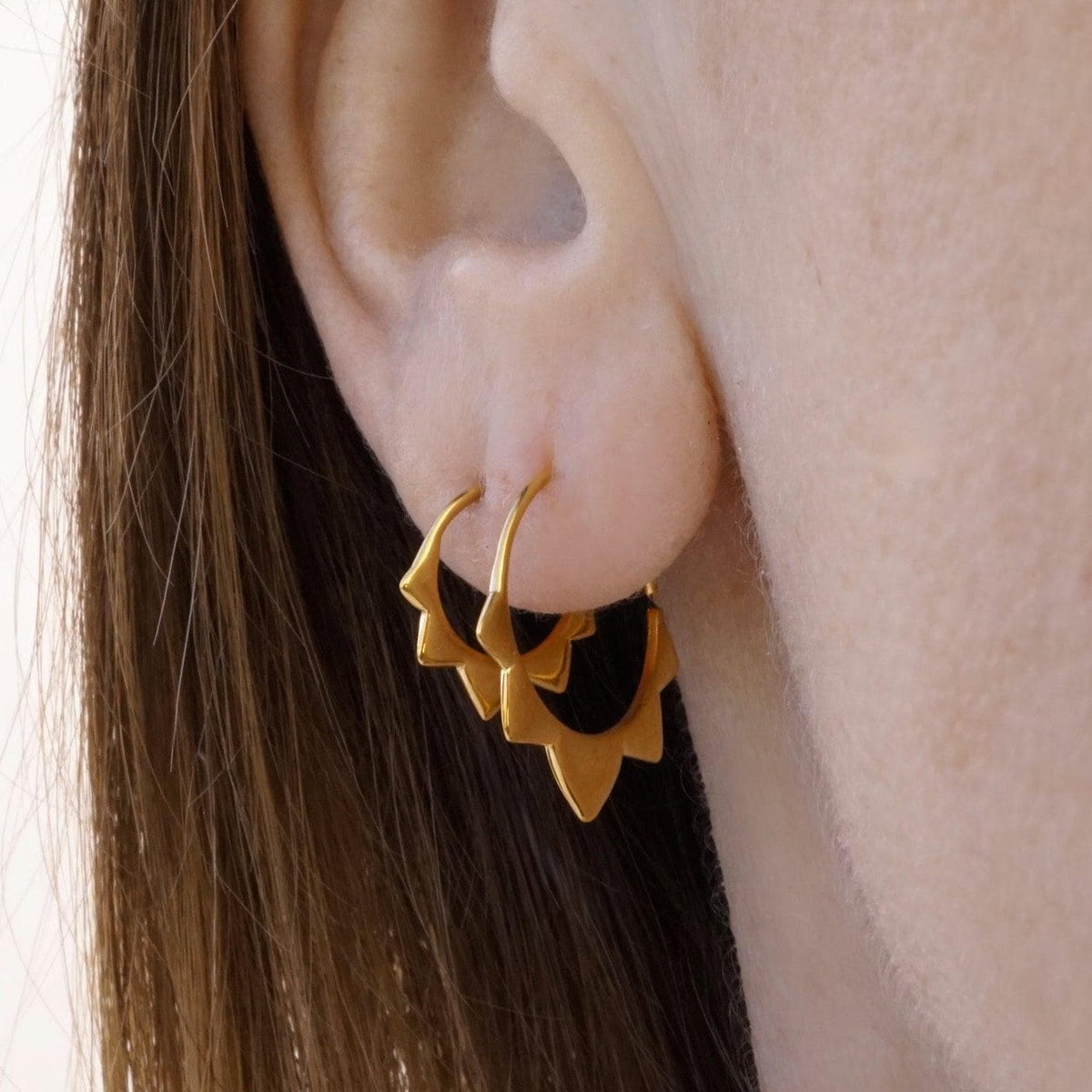 Gold Hoops - Flower Petal Sleeper Earrings 9mm & 14mm - Cartilage, Daith, Septum, Helix, (276B, 278B)