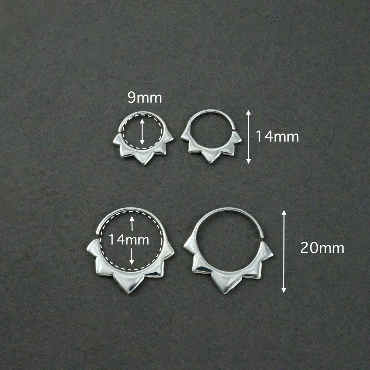 Tiny Sunflower 9mm Petal Sleeper Hoops - Cartilage, helix, daith, septum piercing - Artisan Brass w/ Silver Hoops (278B)
