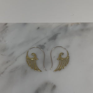 Feather Angel Wing Earrings - Tribal Hoop Earrings - Festival Feathers - Inspirational Gift (055B)