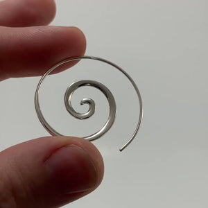 Spiral Earrings - Solid Sterling Silver - Small 1.25" Hoop (036S)