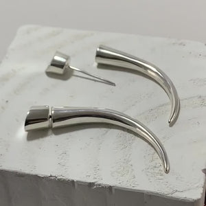Fake Gauge Earrings - Solid Sterling Silver Talon Spear Faux-gauge - Silver Gauges Spikes Unisex (S64)