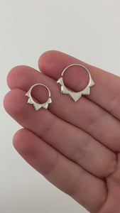 Sterling Silver Hoops Two Sets - Flower petal Sleeper Earrings 9mm, 14mm