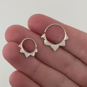 Tiny Sunflower Earrings • Sterling Silver Huggie Hoops (276 278)