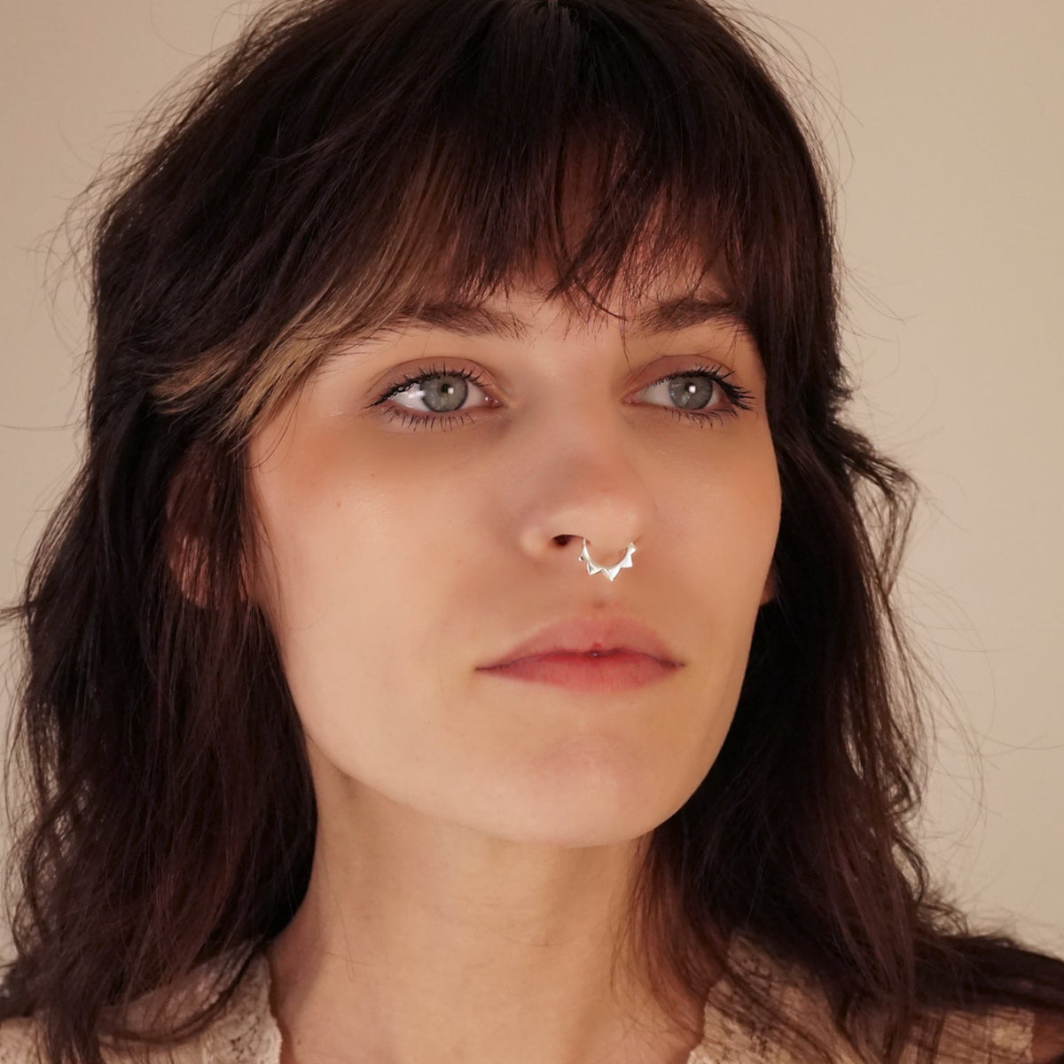 Crescent Moon Septum Ring • Celestial Endless Hoop • Minimalist Nose Jewelry • Sterling Silver (260)