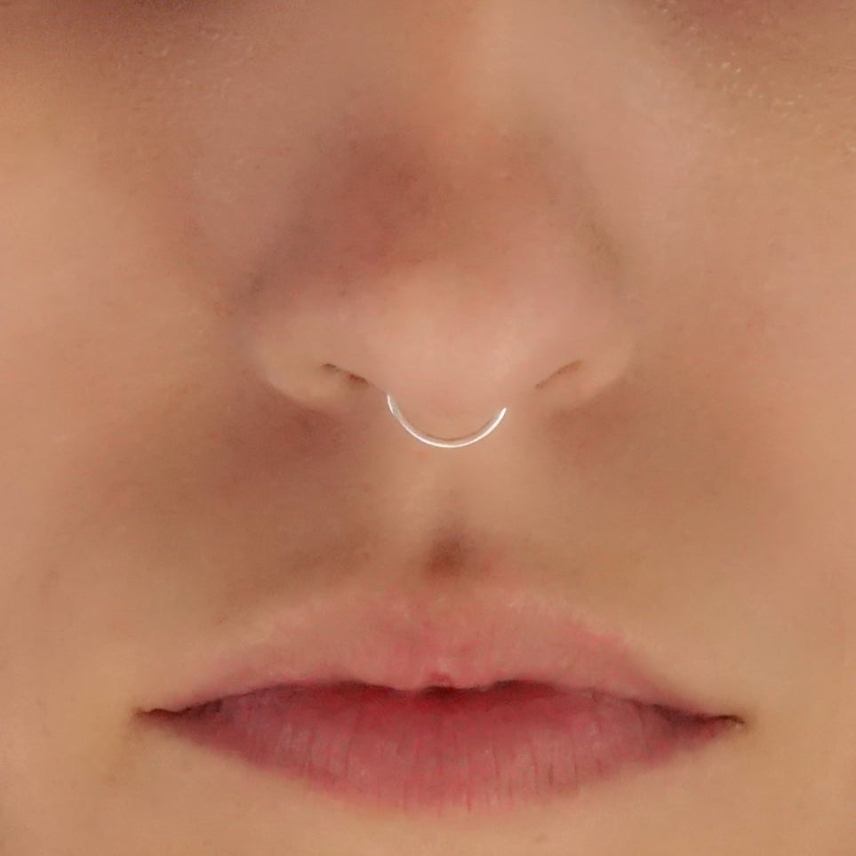 Simple Septum Ring, Endless Hoop, Lightweight Everyday, Sterling Silver (252)