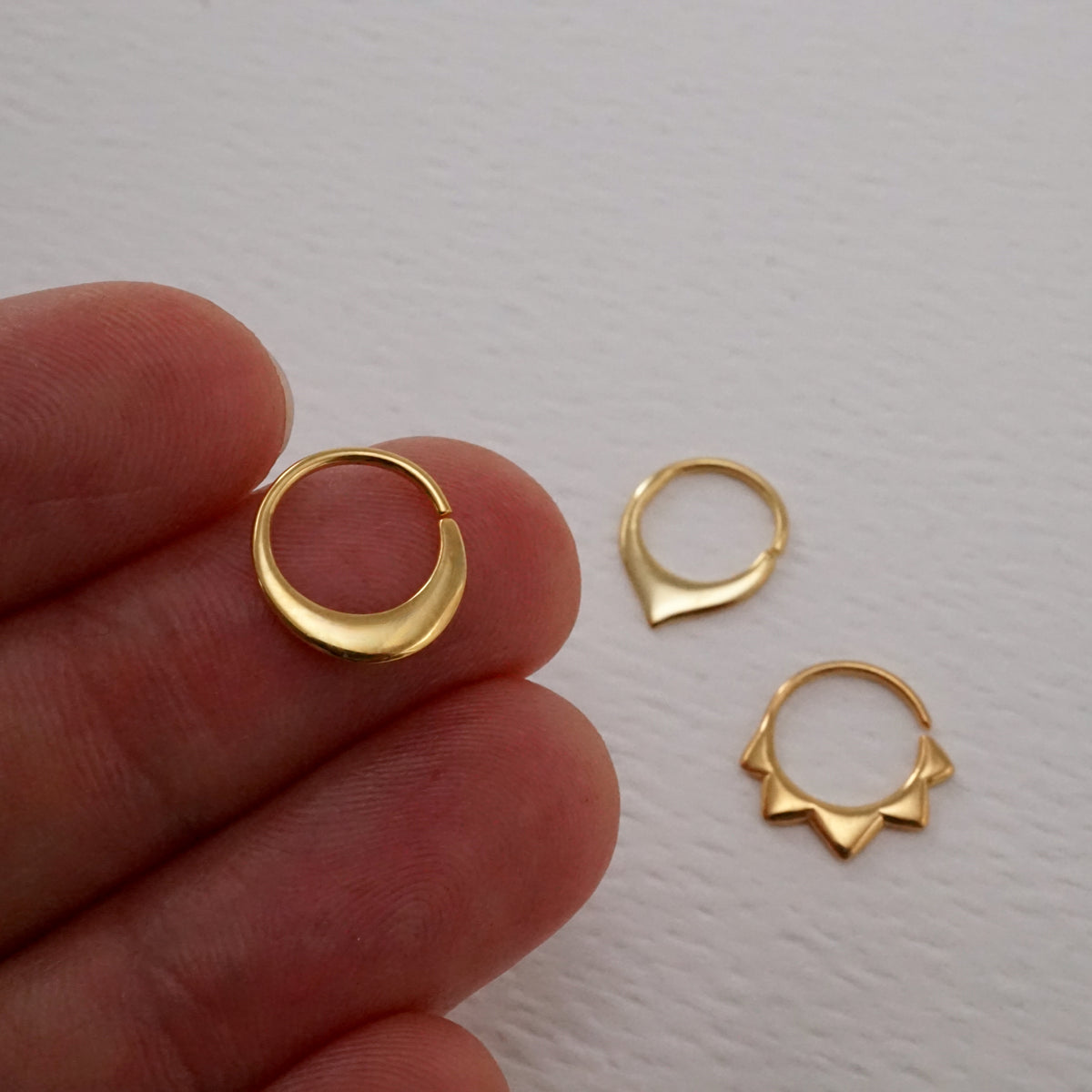 Crescent Moon Septum Ring • Celestial Endless Hoop • Minimalist Nose Jewelry • Sterling Silver (260)