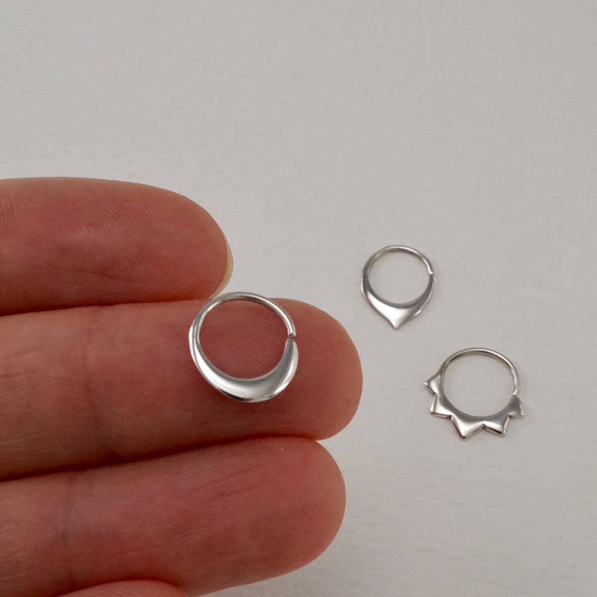 Crescent Moon Septum Ring • Celestial Endless Hoop • Minimalist Nose Jewelry • Sterling Silver (260)
