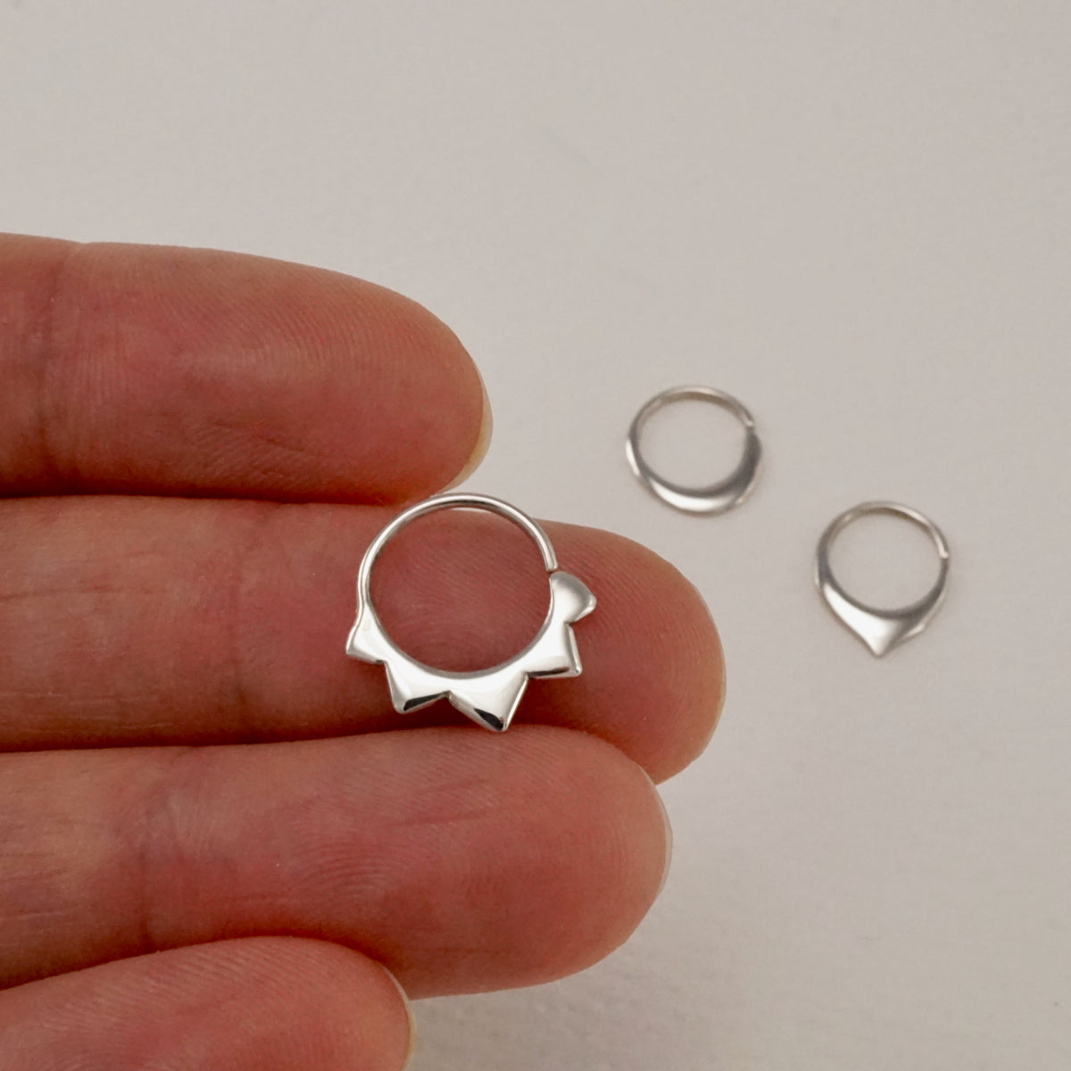 Crescent Moon Septum Ring • Celestial Endless Hoop • Minimalist Nose Jewelry • Sterling Silver (260)
