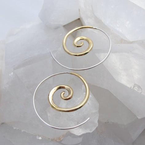 Spiral Earrings - Solid Sterling Silver - Small 1.25&quot; Hoop (036S)