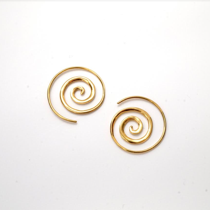 Spiral Earrings - Solid Sterling Silver - Small 1.25&quot; Hoop (036S)