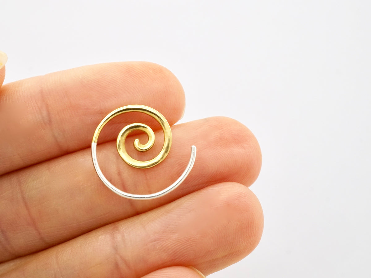 Tiny Gold Spiral Hoop Earrings – Small Minimalist Hoops in 18K Gold Finish or Sterling Silver (236)