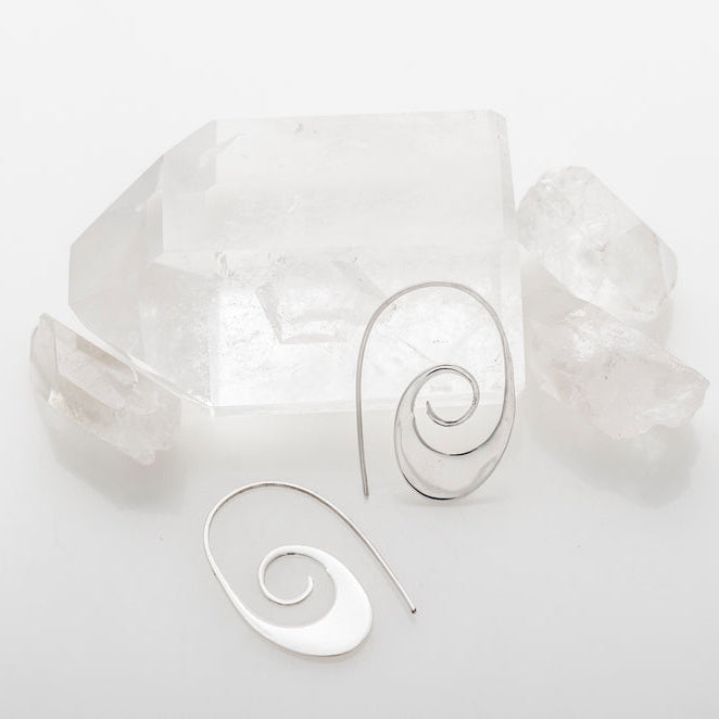 Sterling Silver Spiral Earrings • Spiral Hoop Earrings (051)