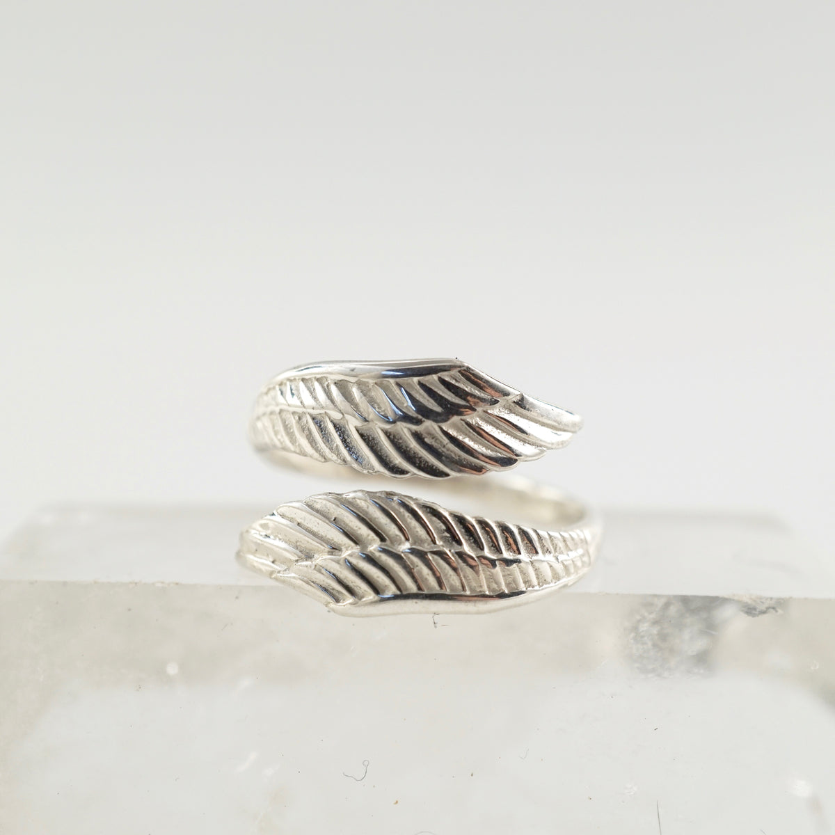 Feather Ring - Solid Sterling Silver - Adjustable Bohemian Leaf Ring (126S)