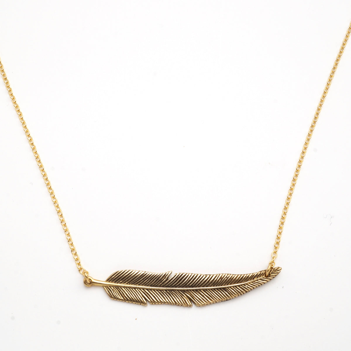 Feather Bar Necklace - Layering Necklace - 14K Gold Filled Chain