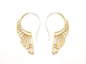 Large Feather Wing Earrings  in solid sterling silver - Huntress (s246)