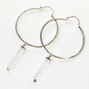 Crystal Hoop Earrings - Solid Sterling Silver