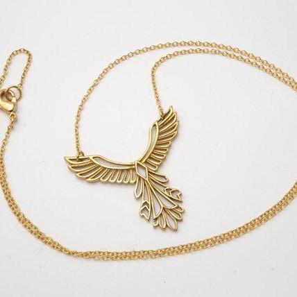 Rising Phoenix Necklace - Soaring Bird Pendant - Inspirational Gift (151B)