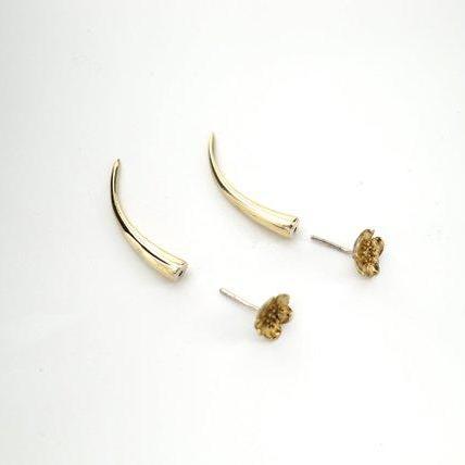 Wild Rose & Thorn Earrings, Fake Gauges for Standard Piercings, Brass ...