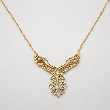 Rising Phoenix Necklace - Soaring Bird Pendant - Inspirational Gift (151B)