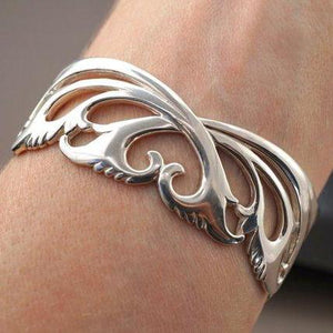Sterling Silver Cuff - Art Nouveau Bracelet - Bohemian Jewelry - Statement Bracelet