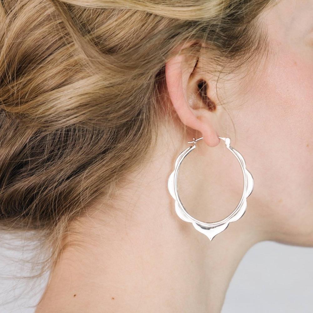 Moroccan Hoop Earrings Large Sterling Silver TheBlissfulCo