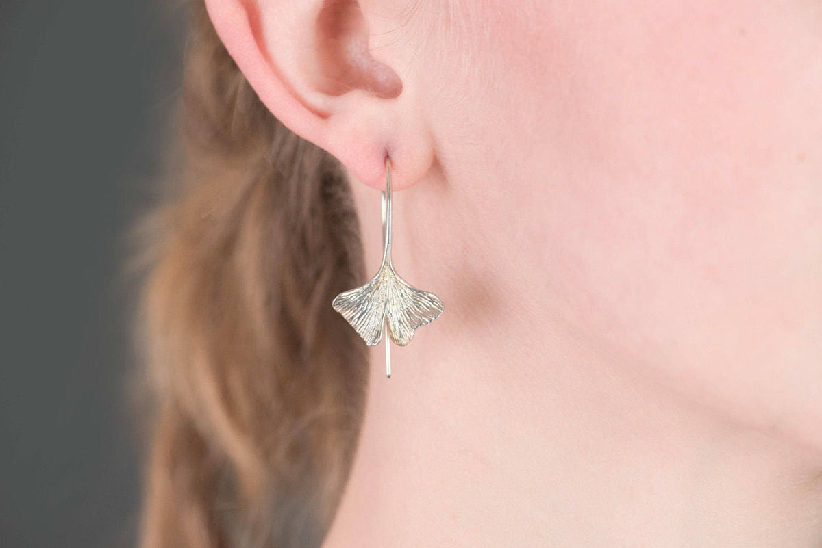 Ginko Leaf Earrings Sterling Silver Dangle earrings
