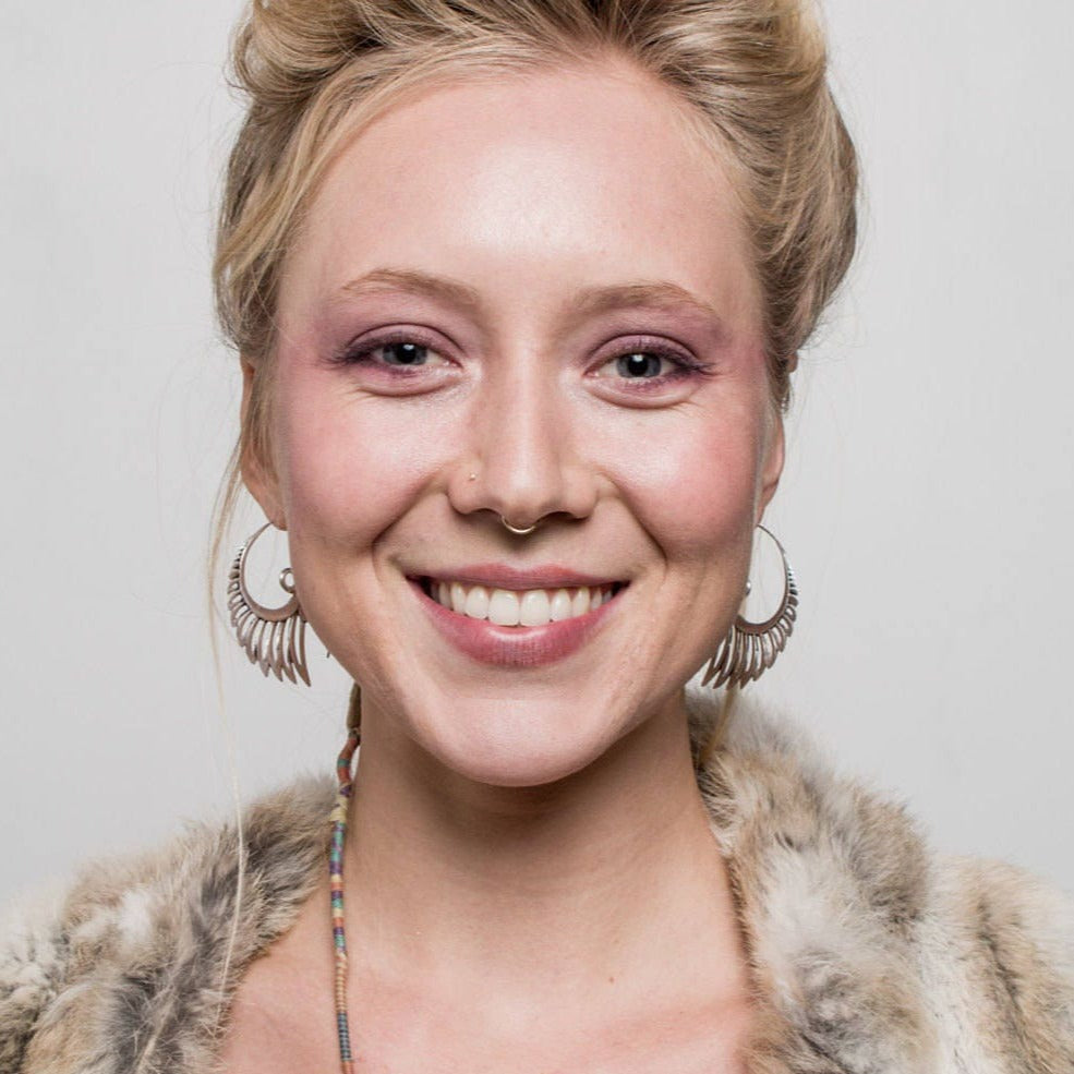 Large Gold Feather Wing Statement Earrings (057B)