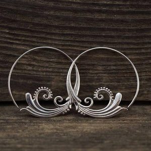 Medium Sterling Silver Indian Hoop Earrings