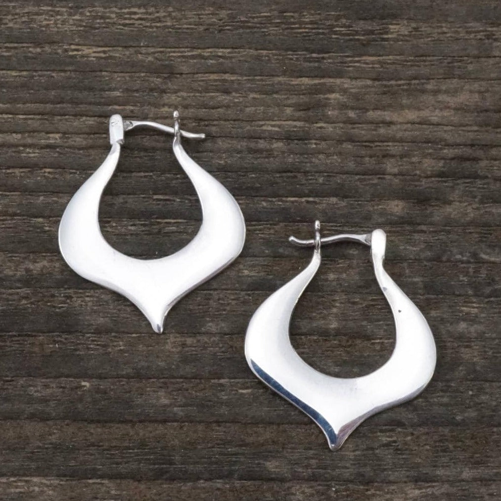Small Sterling Silver Artisan Hoop Earrings