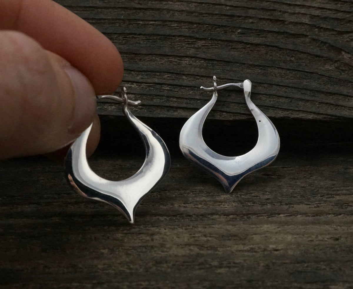 Small Sterling Silver Artisan Hoop Earrings