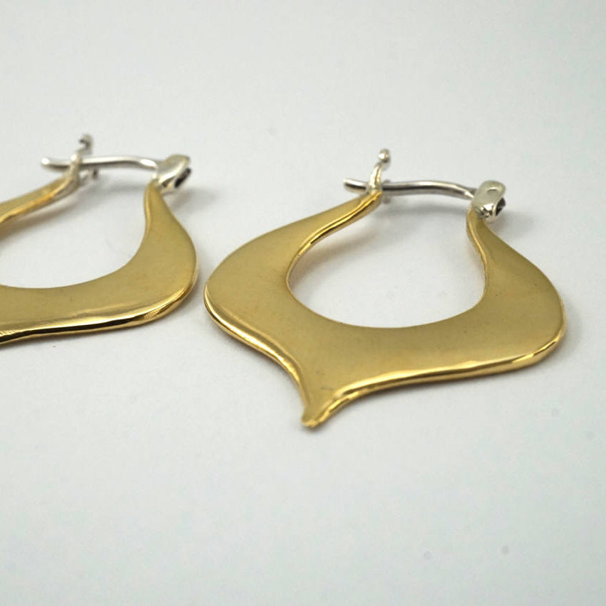 Gold Hoop Earrings • Petal Hoops • Everyday Minimalist Earrings (040)