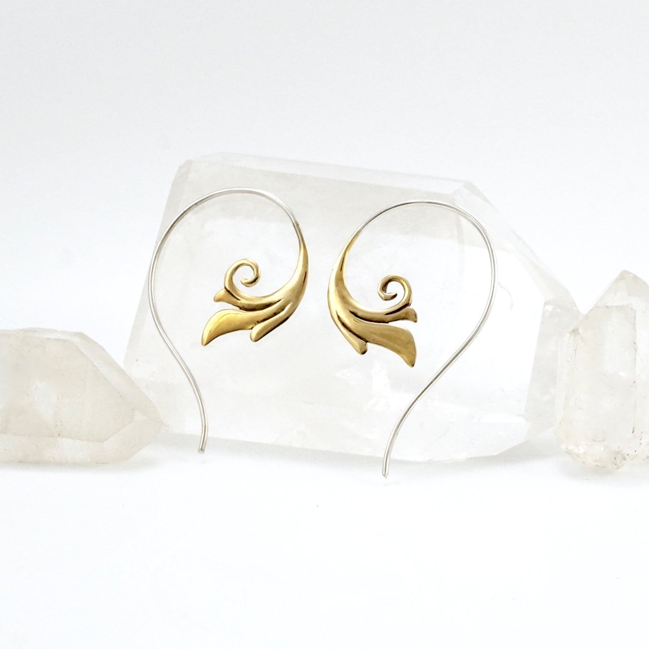 Gold Tribal Minimal Earrings Brass