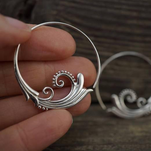 Medium Sterling Silver Indian Hoop Earrings