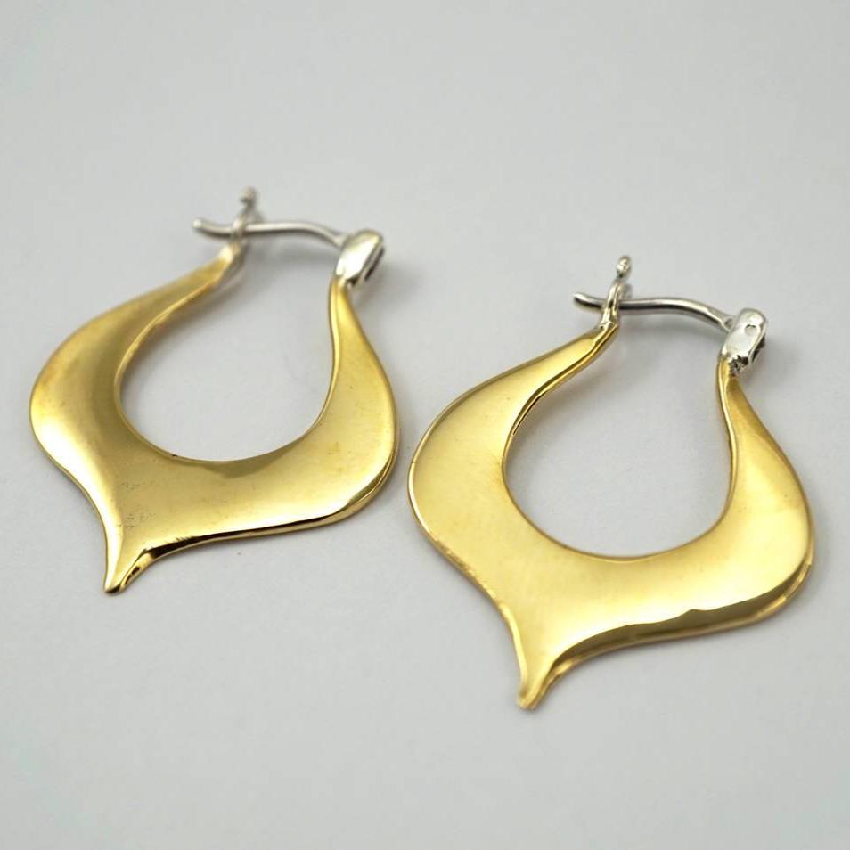 Gold Hoop Earrings • Petal Hoops • Everyday Minimalist Earrings (040)