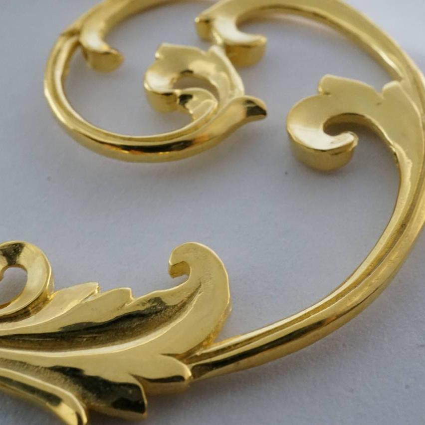 Gold Hoop Earrings - Art Nouveau Jewelry - Floral Vine Hoop Earrings - Leaf Earrings - Medium Hoops (098B)