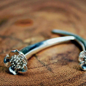 Wild Rose & Thorn Earrings - fake-gauge earrings - standard size piercings - sterling silver