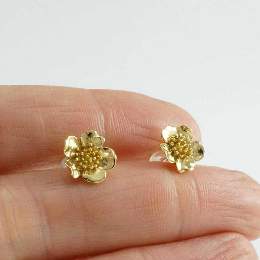 Wild Rose Studs Gold- Flower Stud earrings (176B)