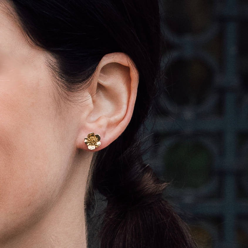 Wild Rose Studs Gold- Flower Stud earrings (176B)