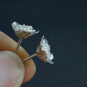 Wild Rose Studs - Flower Stud earrings - Solid Sterling Silver