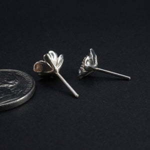 Wild Rose Studs - Flower Stud earrings - Solid Sterling Silver