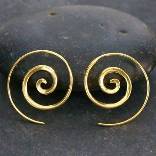 Spiral Earrings Gold - Medium Taped Minimal Jewelry (036GP)