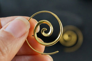 Spiral Earrings Gold - Medium Taped Minimal Jewelry (036GP)
