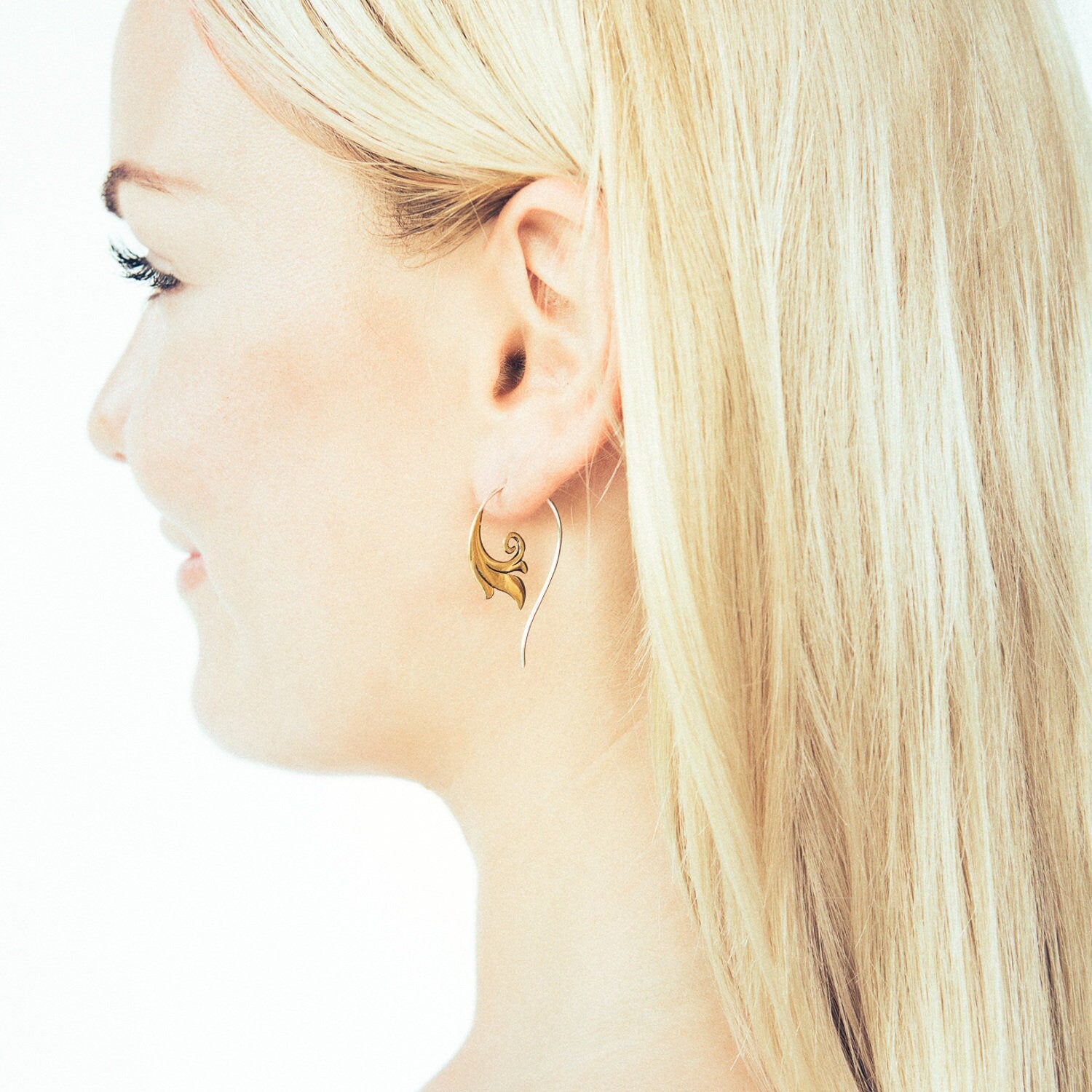 Gold Tribal Minimal Earrings Brass