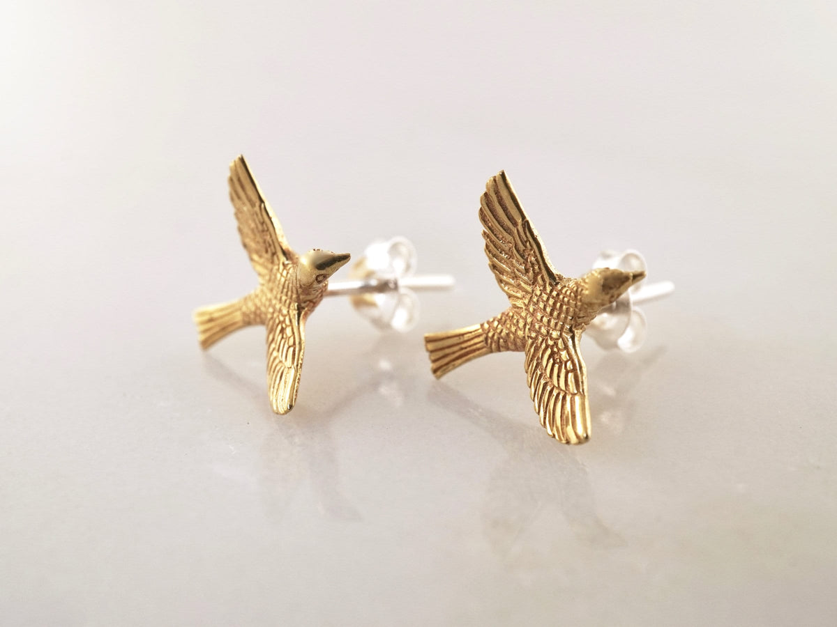 Love Bird Studs - Gold Valentine Earrings (228GP)