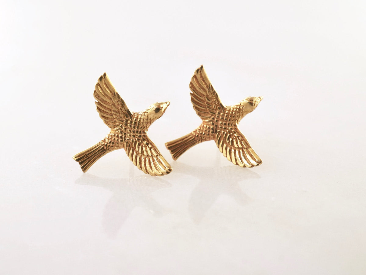 Love Bird Studs - Gold Valentine Earrings (228GP)