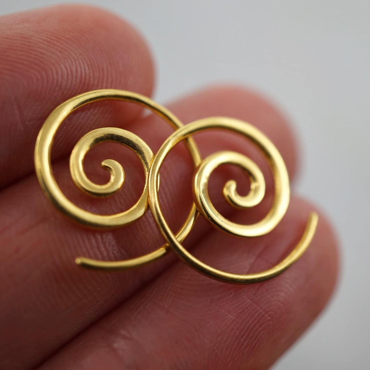Tiny Gold Spiral Earrings - Sleeper Hoop Earrings - 14K Gold-plated (g236)